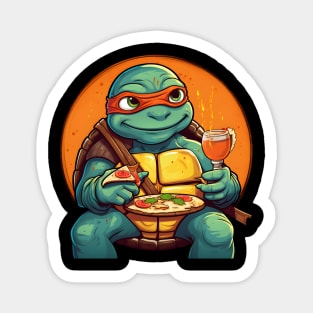 cute Michelangelo eating pizza Sticker